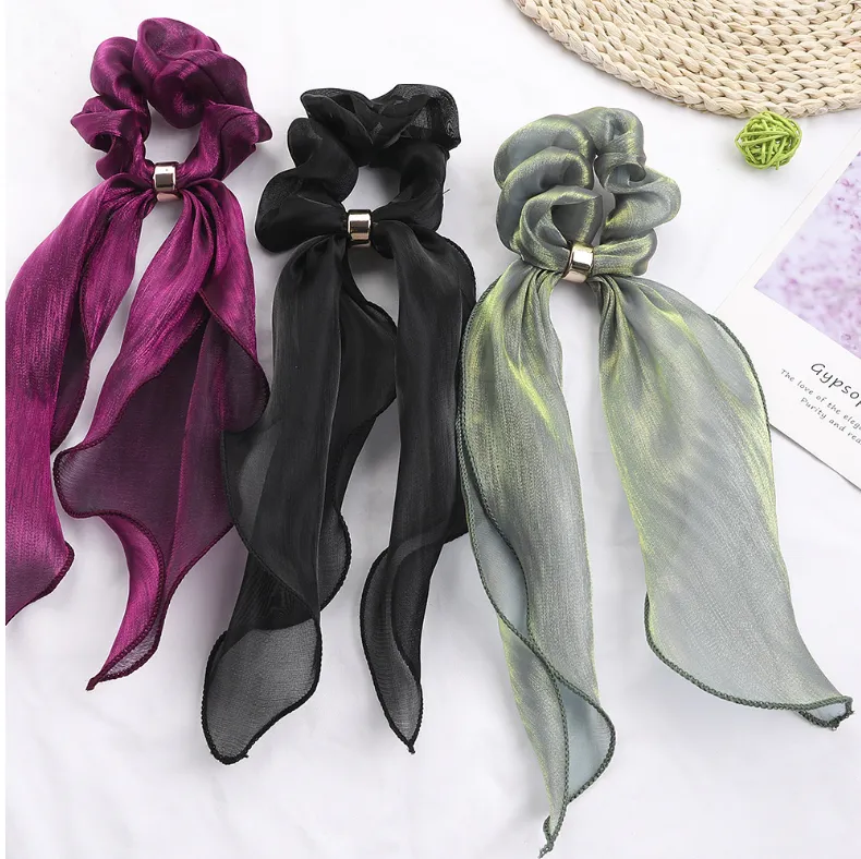 10 Pcs Hair Scrunchies Chiffon Scarf Hair Ties Elastic Hair Bands Ponytail Holder Flower Printed Hair Bobbles Vintage Accessories for Women Girls Bow