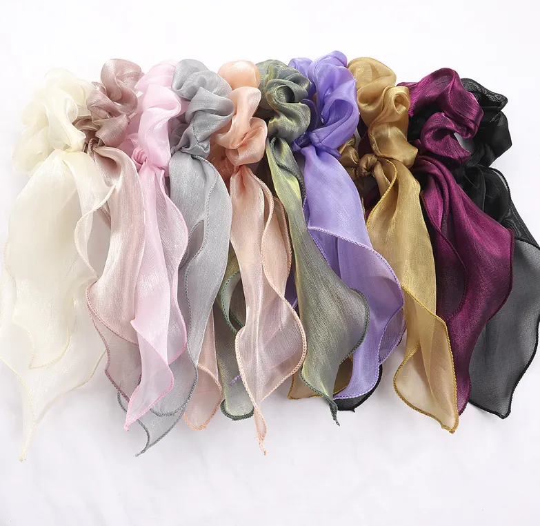 10 Pcs Hair Scrunchies Chiffon Scarf Hair Ties Elastic Hair Bands Ponytail Holder Flower Printed Hair Bobbles Vintage Accessories for Women Girls Bow