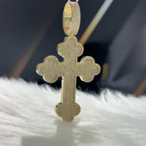 10K Yellow Gold Diamond Cross Pendant 1.89Ct Dia / 12.7gr