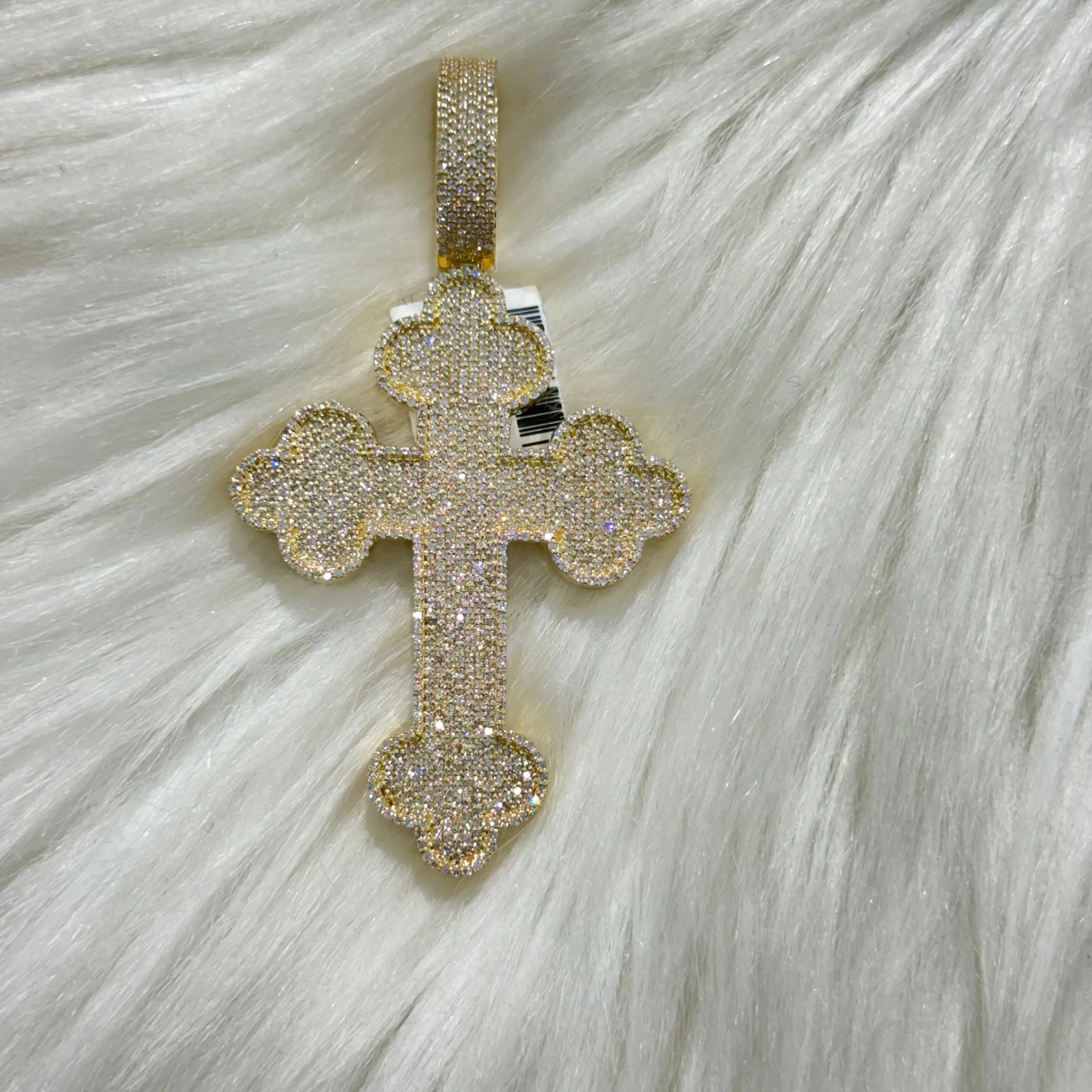 10K Yellow Gold Diamond Cross Pendant 1.89Ct Dia / 12.7gr