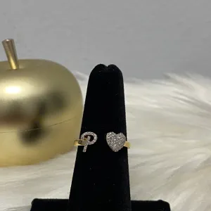 10K Yellow Gold Diamond Heart - Letter P Ring 0.18Ct Dia / 1.7gr / Size 6.5