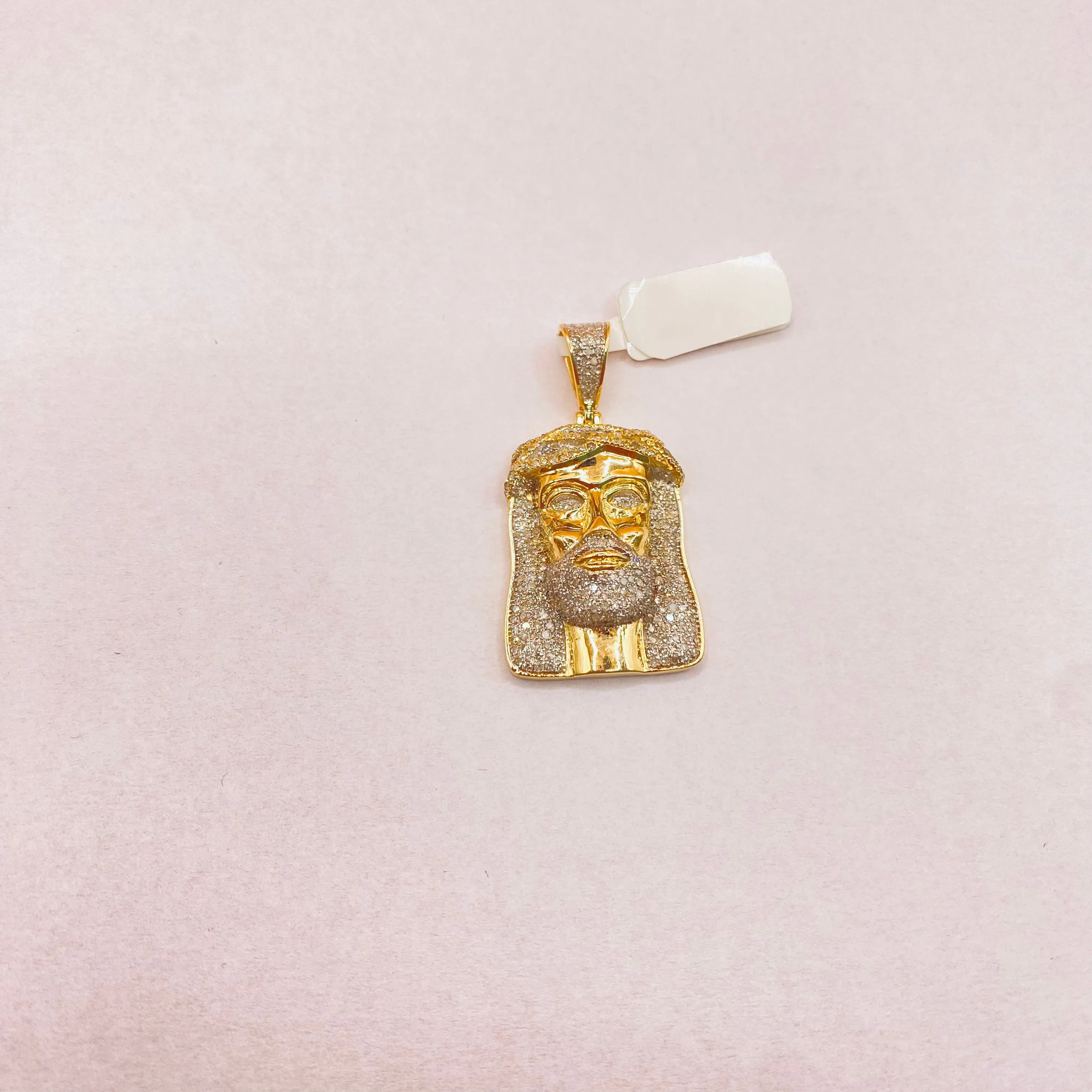 10K Yellow Gold Diamond Jesus Face Pendant / 1.41Ct Dia / 7.1gr