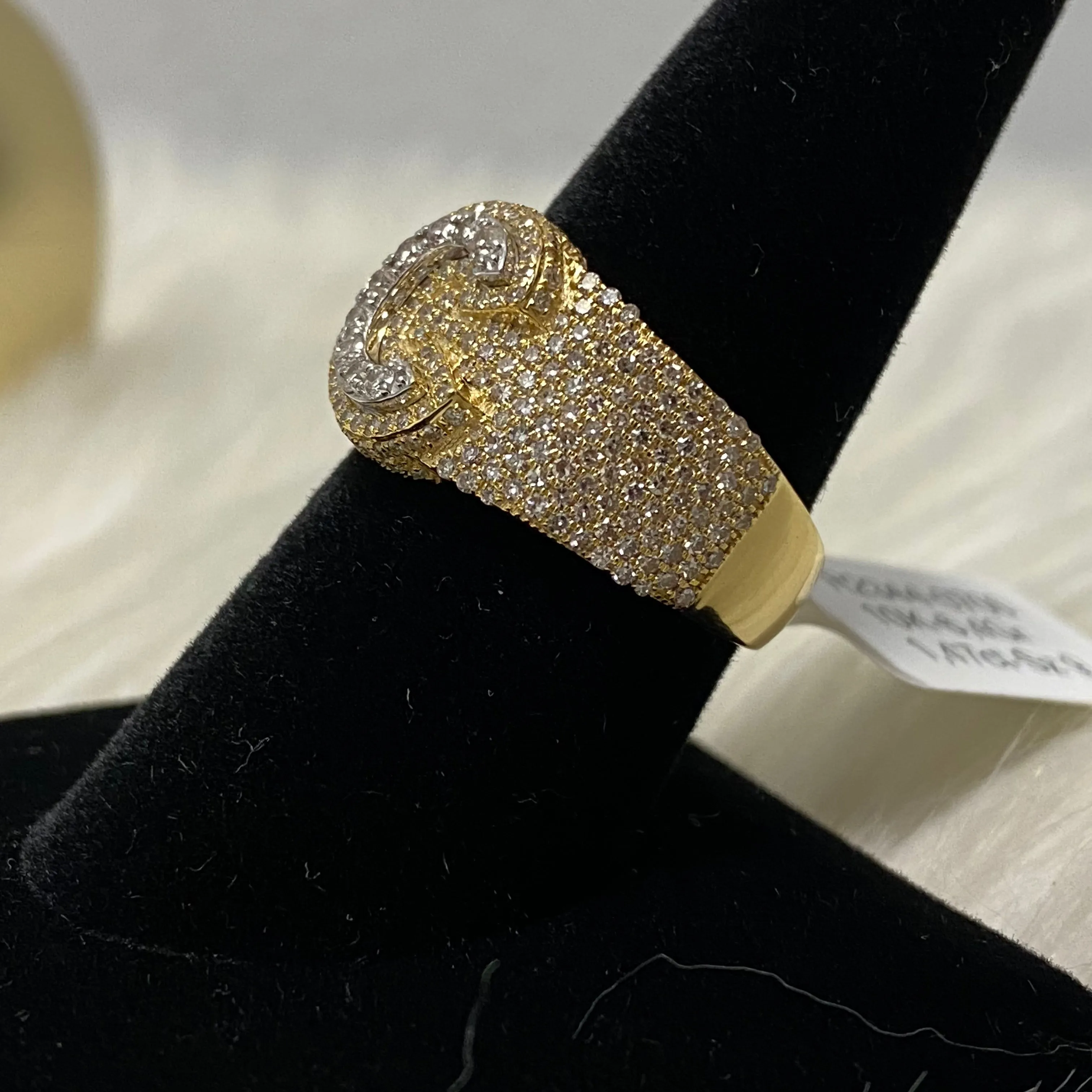 10K Yellow Gold Diamond Letter C Ring 1.47Ct Dia / 6.4gr / Size 9