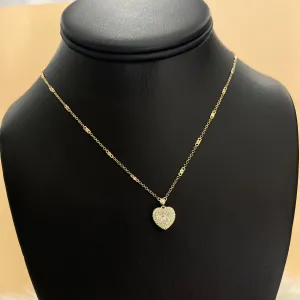 14K Yellow Gold Diamond Heart Chain 0.75Ct / 3.1gr