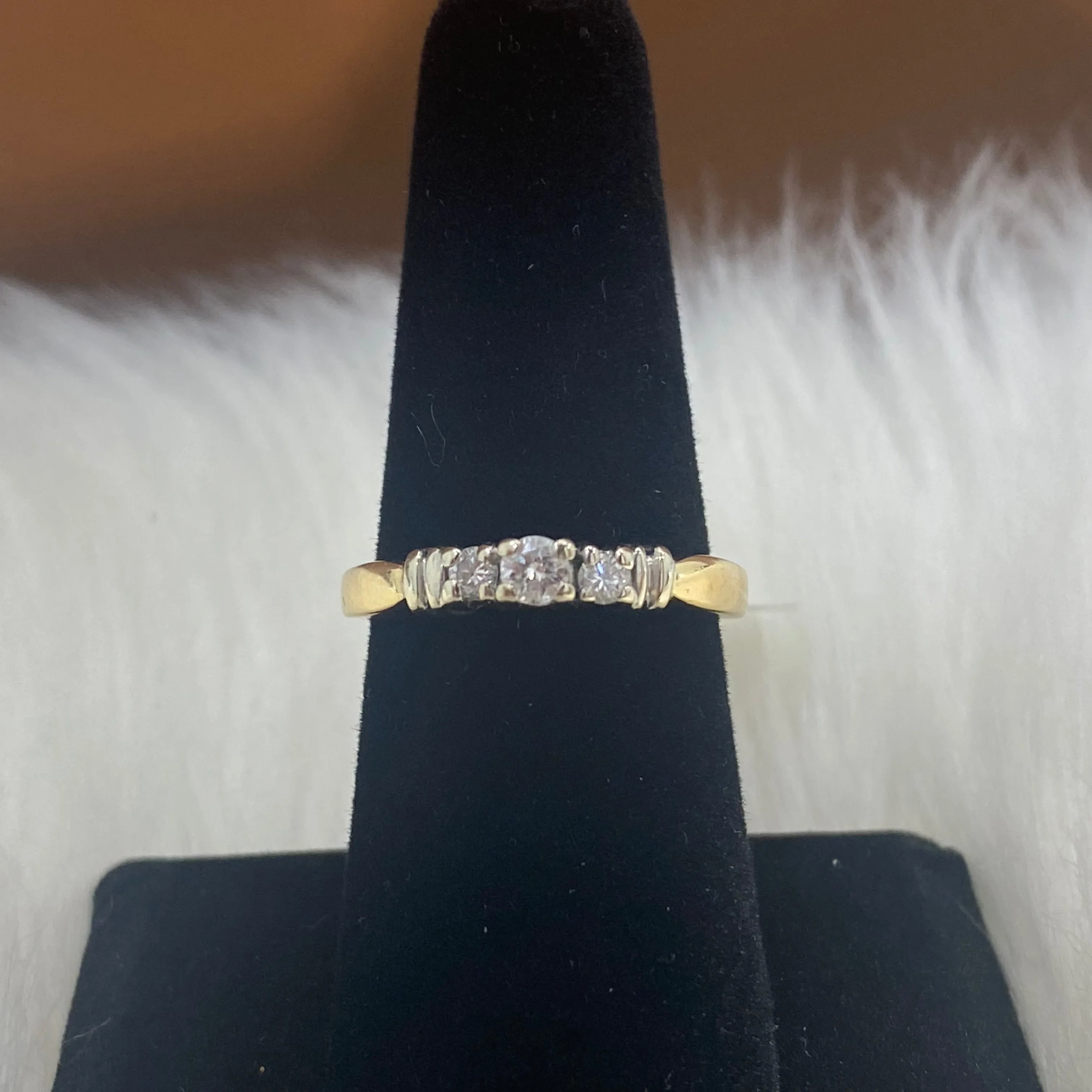 14K Yellow - White Gold Diamond Luxury Engagement Ring 0.20Ct / 3.2gr / Size 8