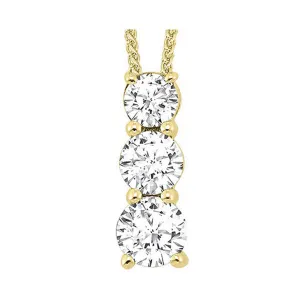 14KT Yellow Gold & Diamond Classic Book 3 Stone Neckwear Pendant  - 1/2 ctw