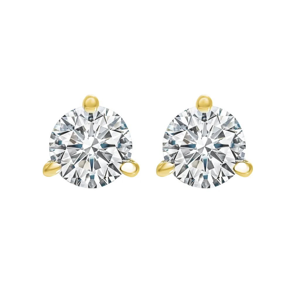 14KT Yellow Gold & Diamond Round Stud Earrings  - 1-1/2 ctw