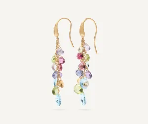 18K Yellow Gold Multi-Strand Gemstone Earrings