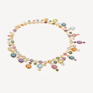 18K Yellow Gold Statement Round Gemstone Collar