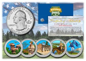 2016 America The Beautiful COLORIZED Quarters U.S. Parks 5-Coin Set with Capsules