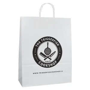 320x120x420mm White Printed Paper Carrier Bags