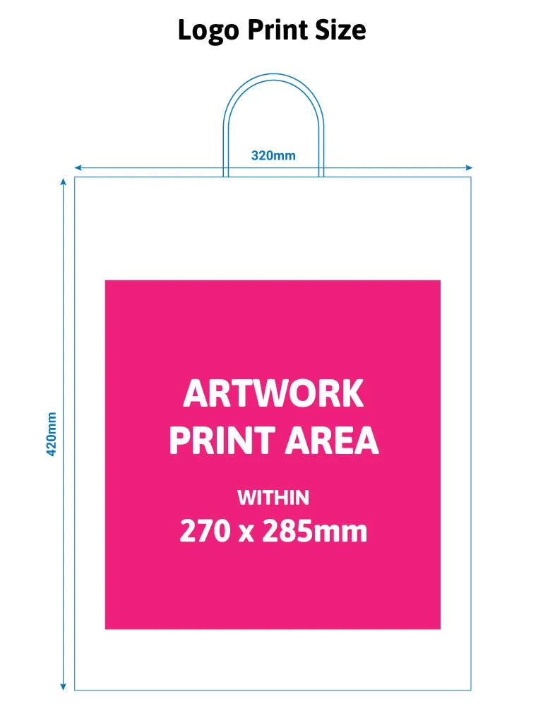 320x120x420mm White Printed Paper Carrier Bags