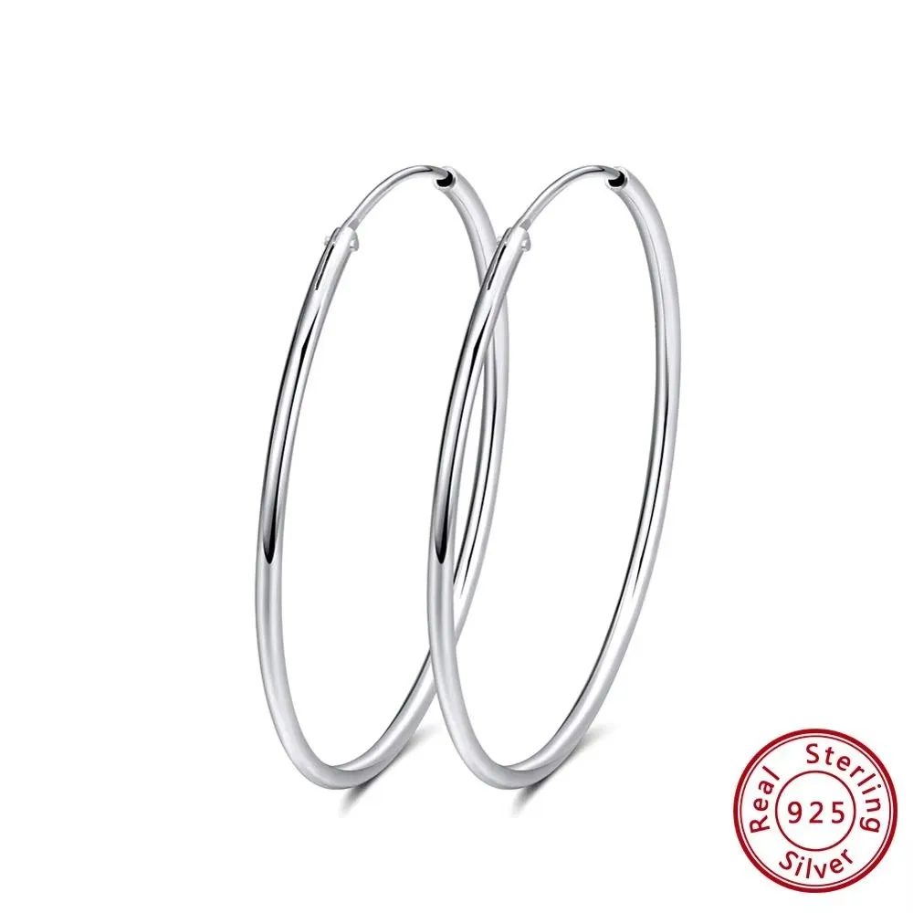 925 Sterling Silver Diamond-Cut 30mm Hoop Earrings