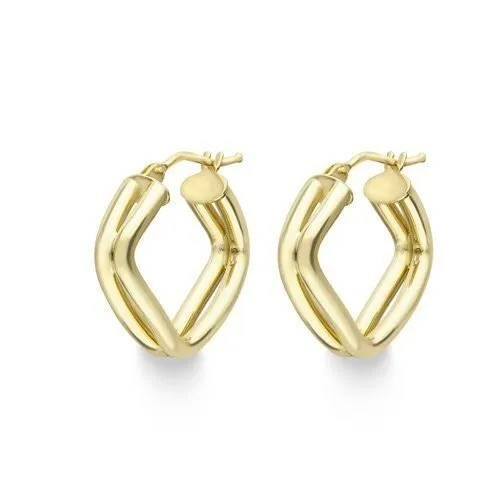 9ct Gold 17mm Cushion Shape Hoop Earrings