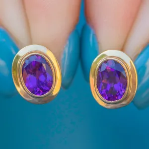 9ct Gold Amethyst Stud Earrings, 1.28ct