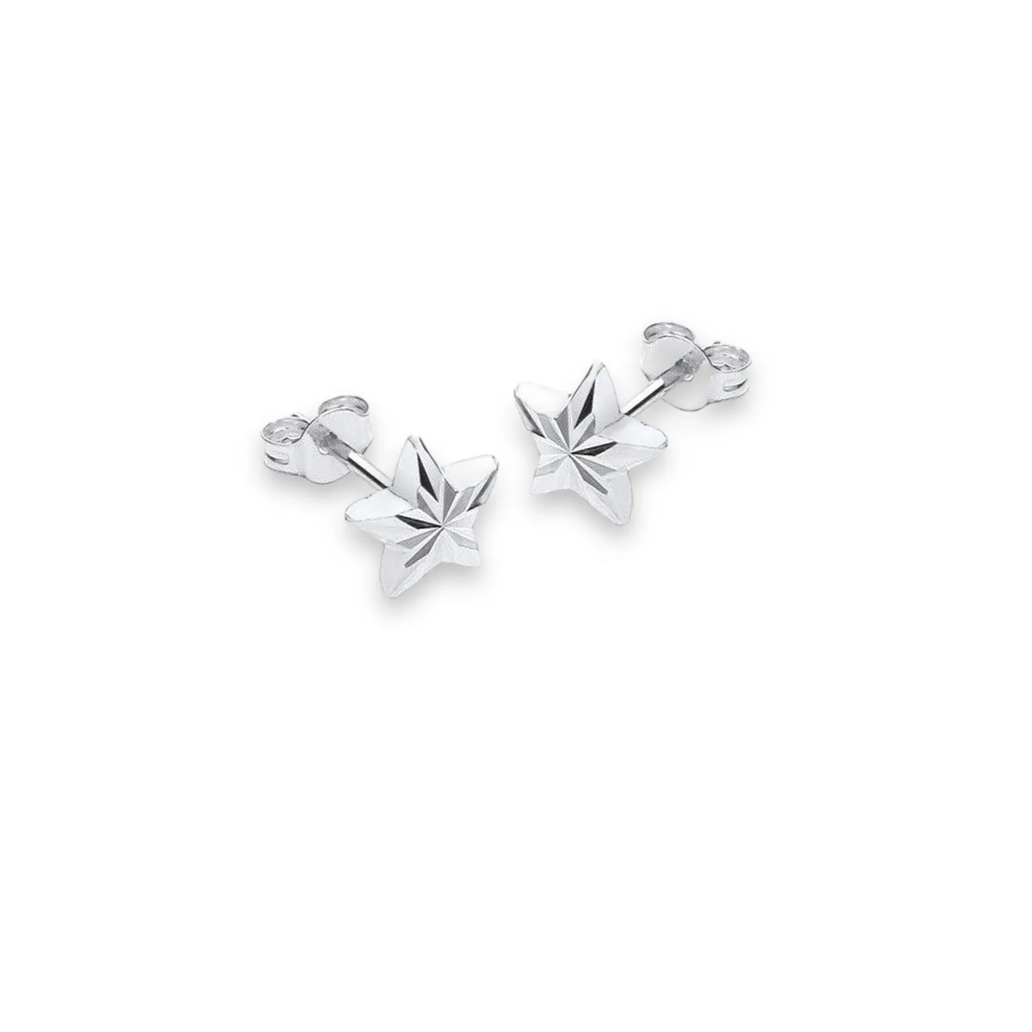 9ct White Gold Star Stud Earrings - 6mm