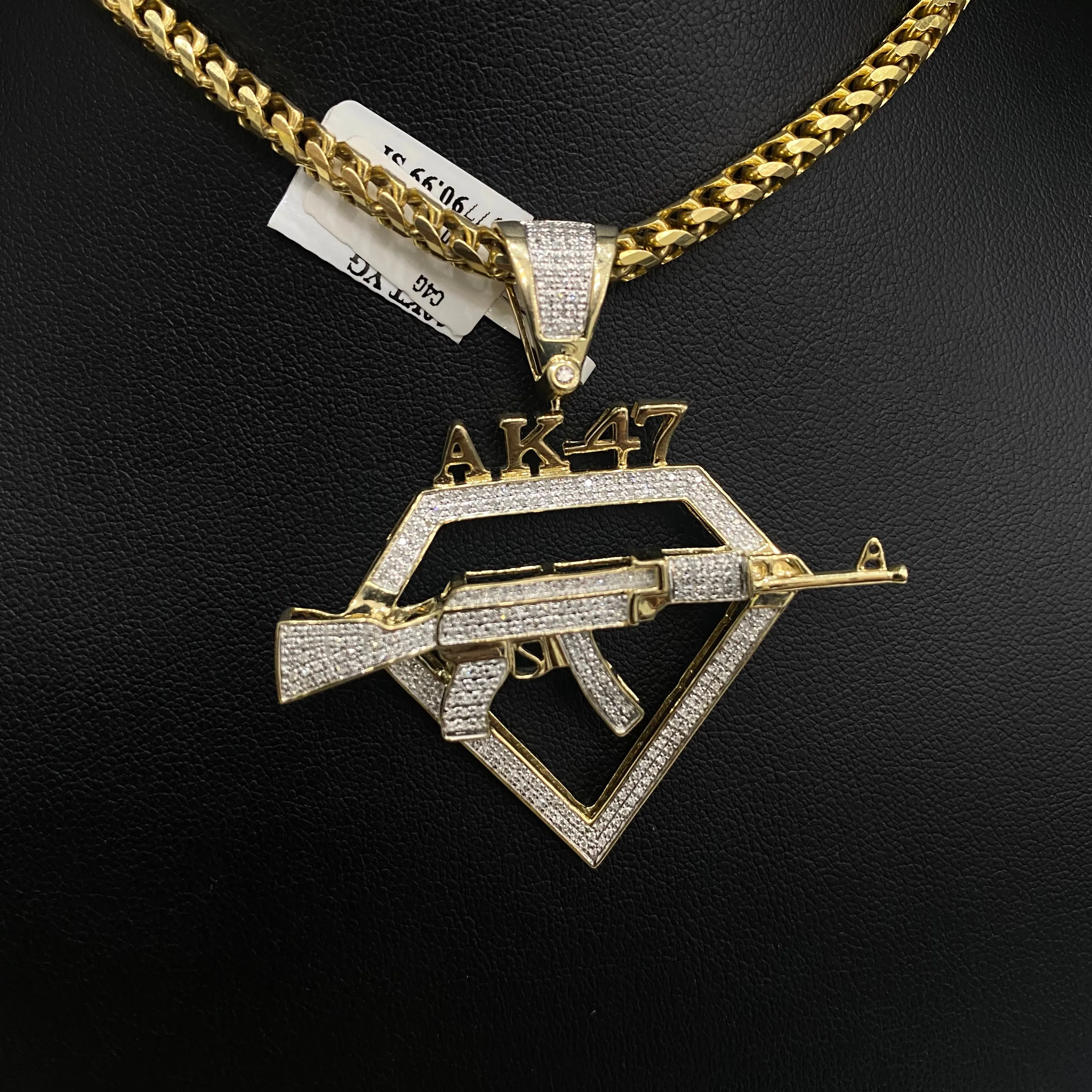 Ak 47 Diamond Pendant 10K Yellow Gold 0,61ct / 11.6gr