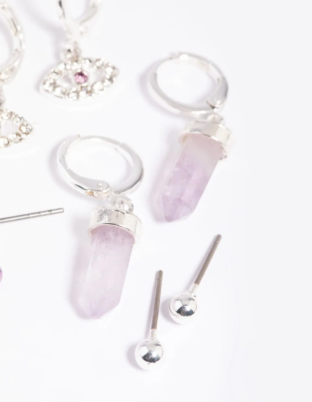 Amethyst Evil Eye Earring Stack Pack