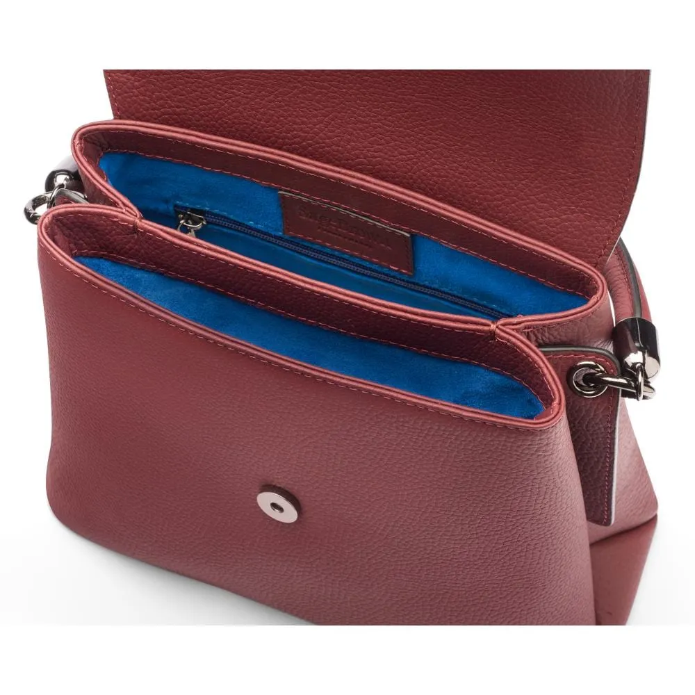 Amy Flap Over Handbag - Burgundy