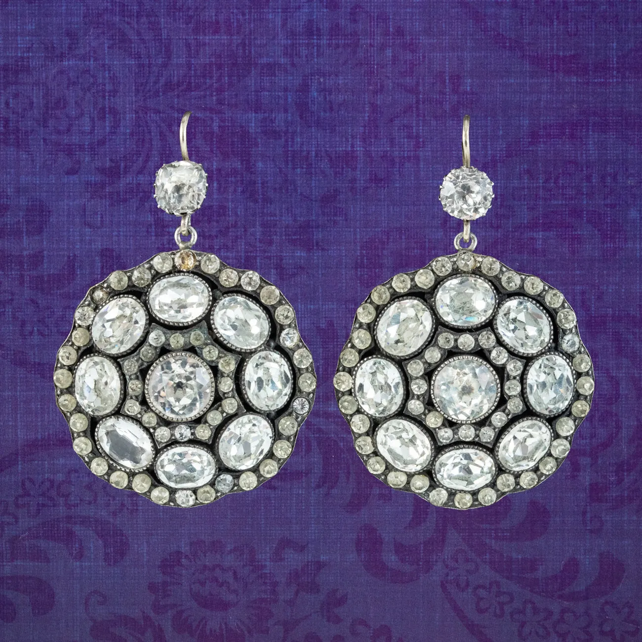 Antique Edwardian Paste Drop Earrings