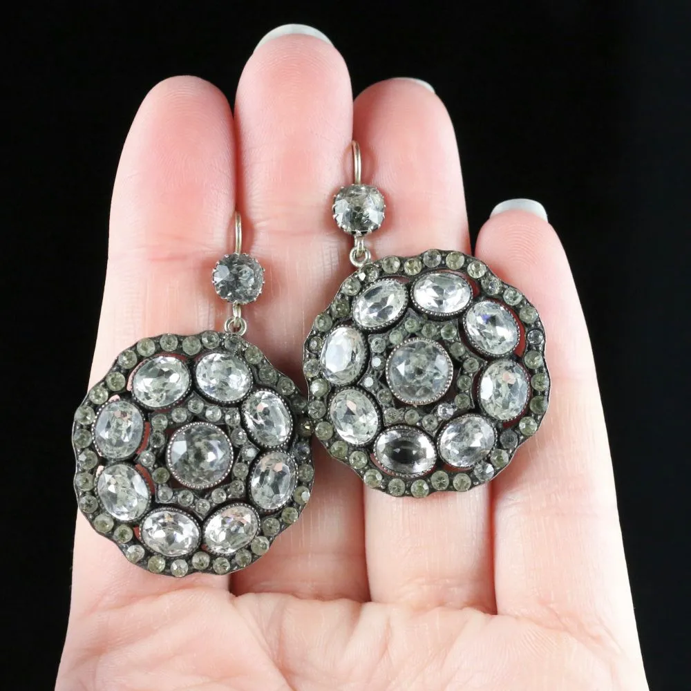 Antique Edwardian Paste Drop Earrings