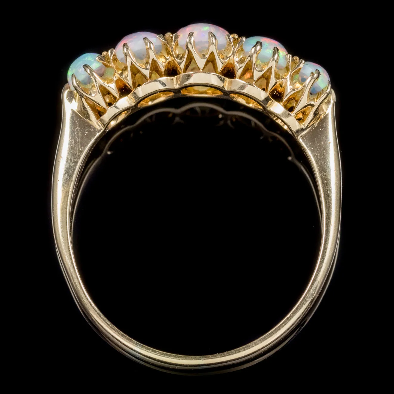 Antique Victorian Natural Opal Five Stone Ring 18Ct Gold Circa 1900