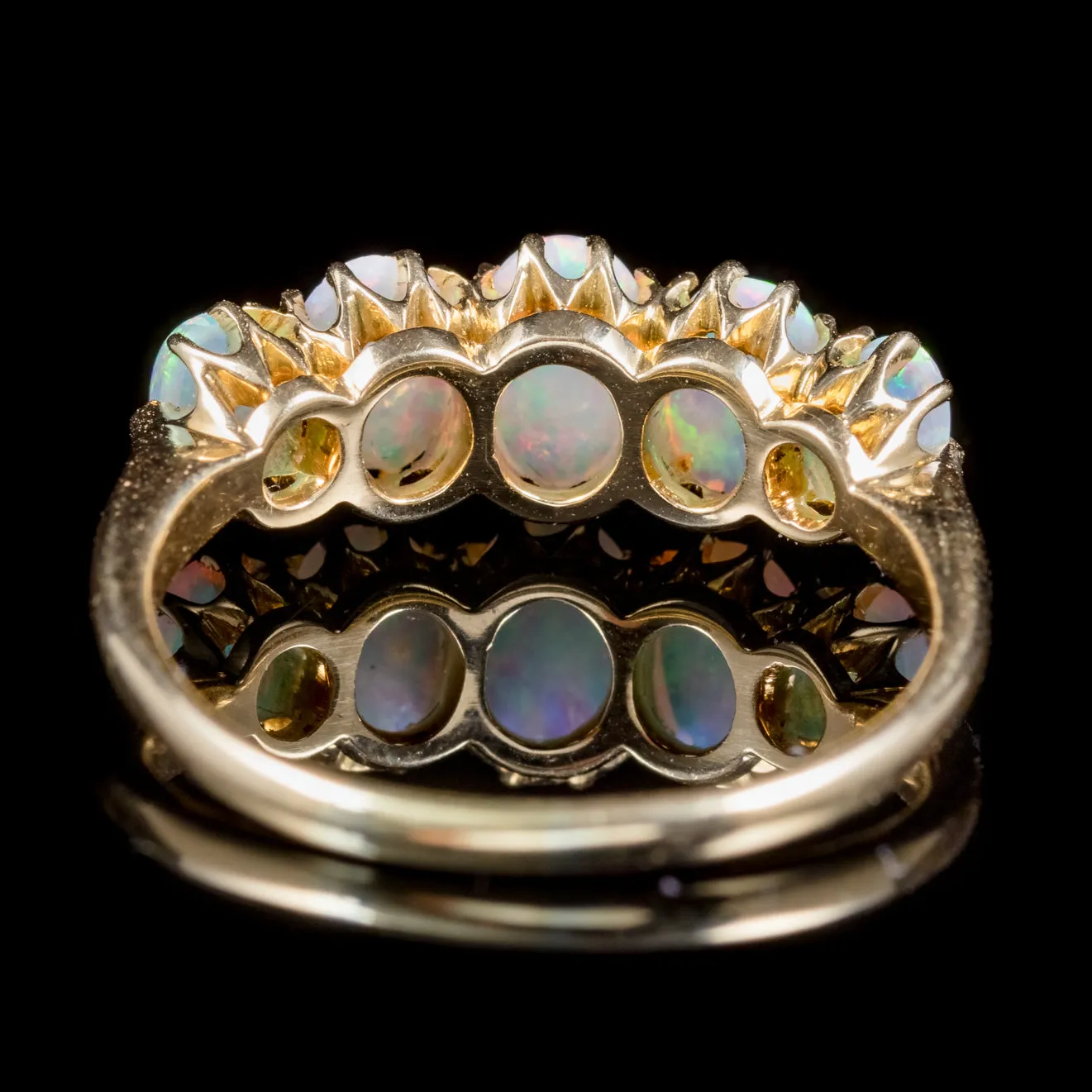 Antique Victorian Natural Opal Five Stone Ring 18Ct Gold Circa 1900