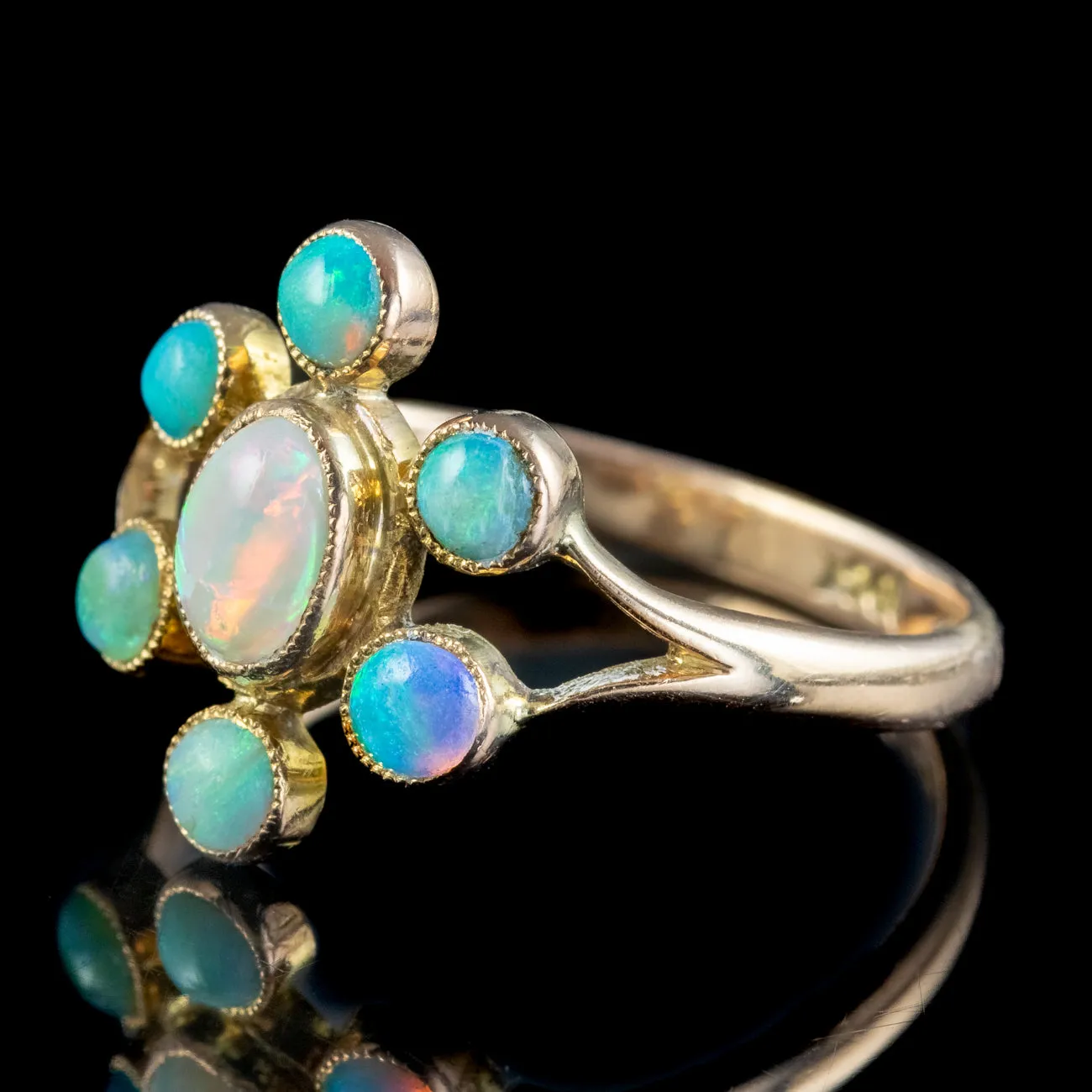 Antique Victorian Opal Cluster Ring 1ct Total