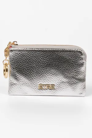 Arlo Small Coin Purse - Silver, Faux Leather