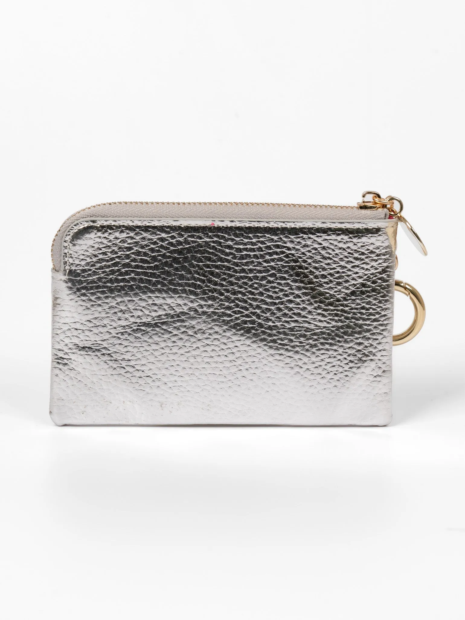 Arlo Small Coin Purse - Silver, Faux Leather