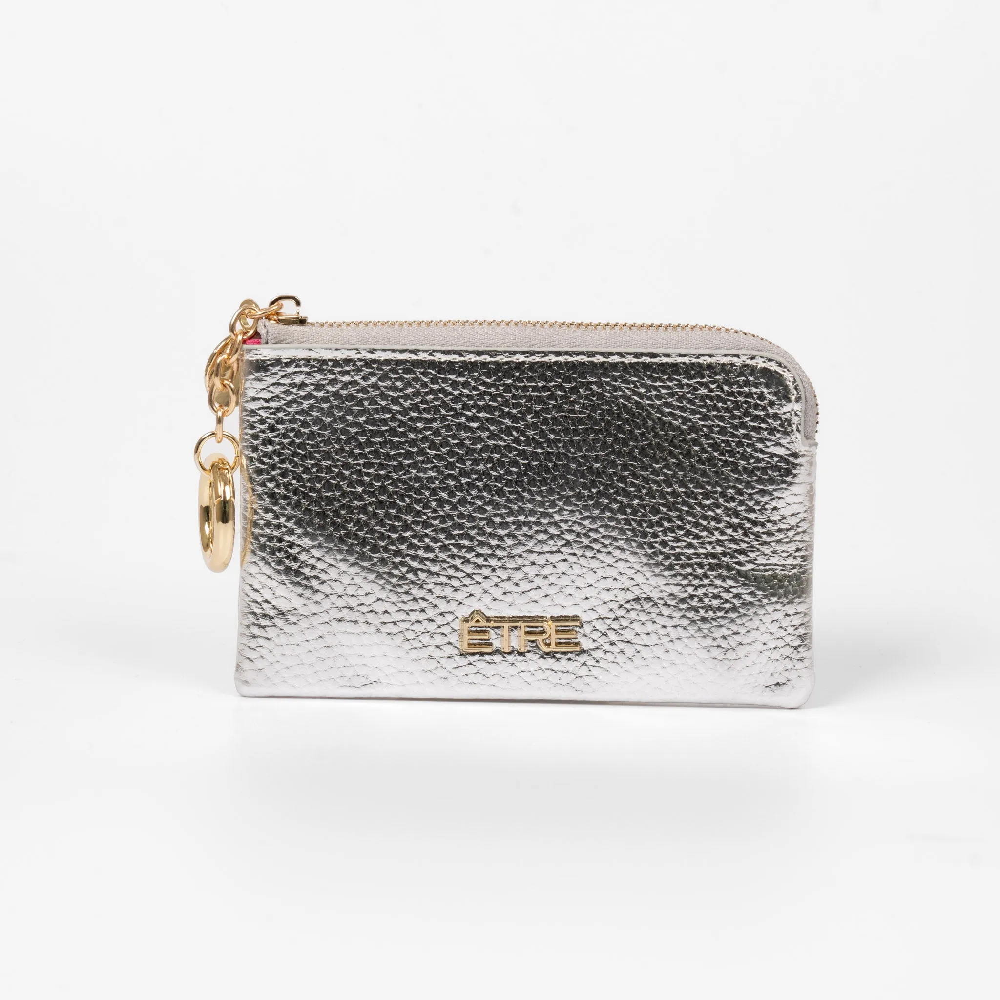 Arlo Small Coin Purse - Silver, Faux Leather