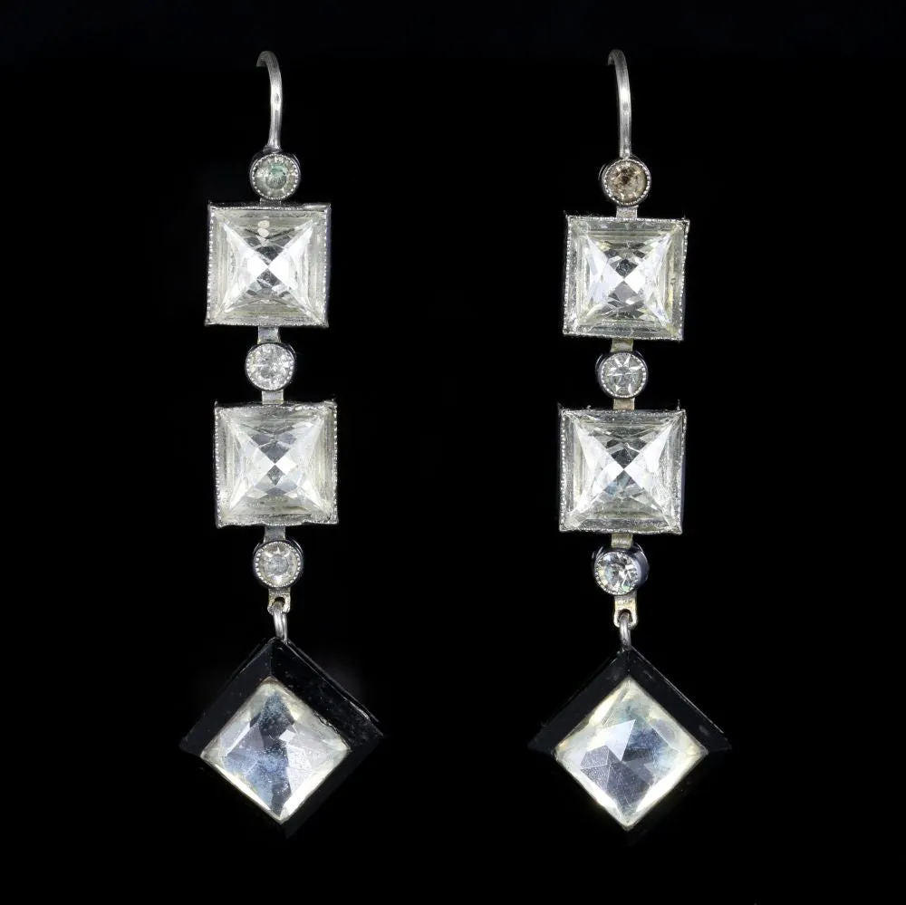 Art Deco Czech Paste Earrings Silver Circa 1920