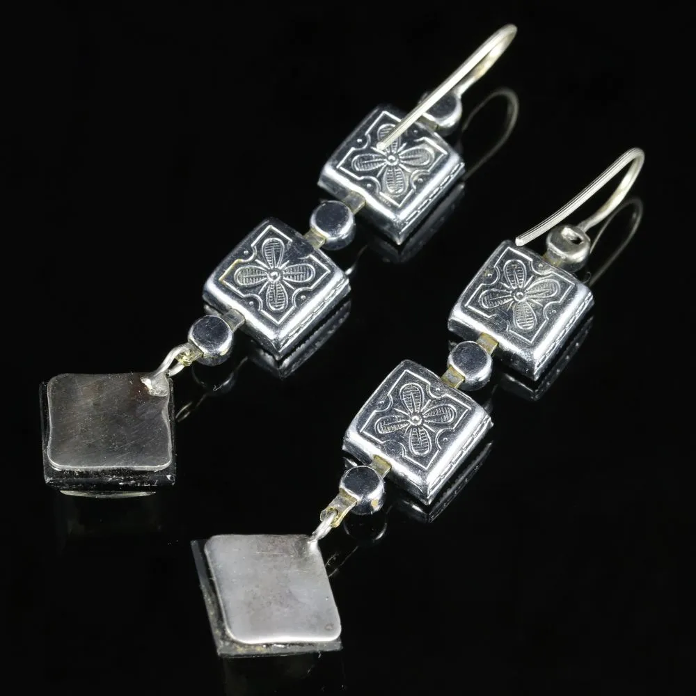 Art Deco Czech Paste Earrings Silver Circa 1920