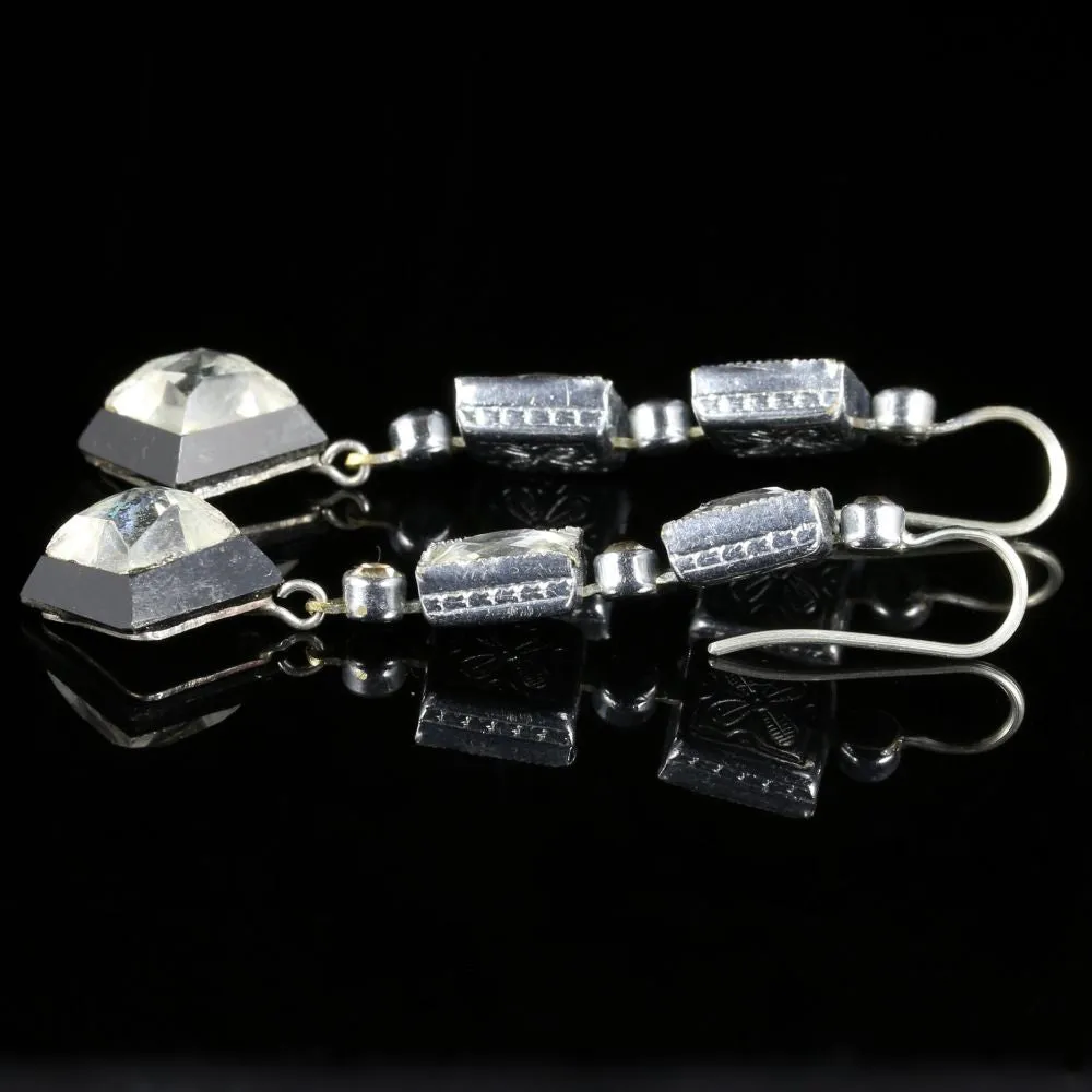 Art Deco Czech Paste Earrings Silver Circa 1920