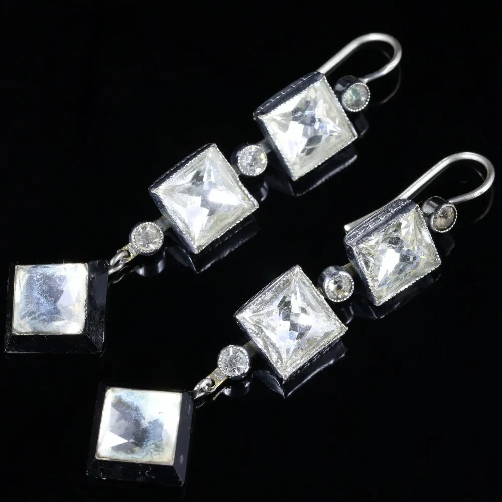 Art Deco Czech Paste Earrings Silver Circa 1920