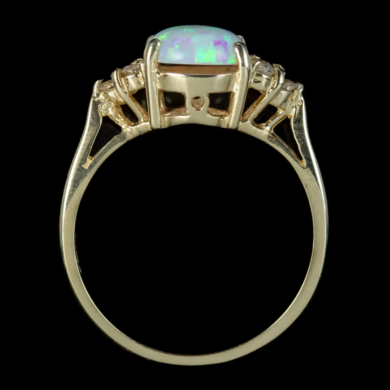 Art Deco Style Opal Diamond Ring 9ct Gold 3ct Opal