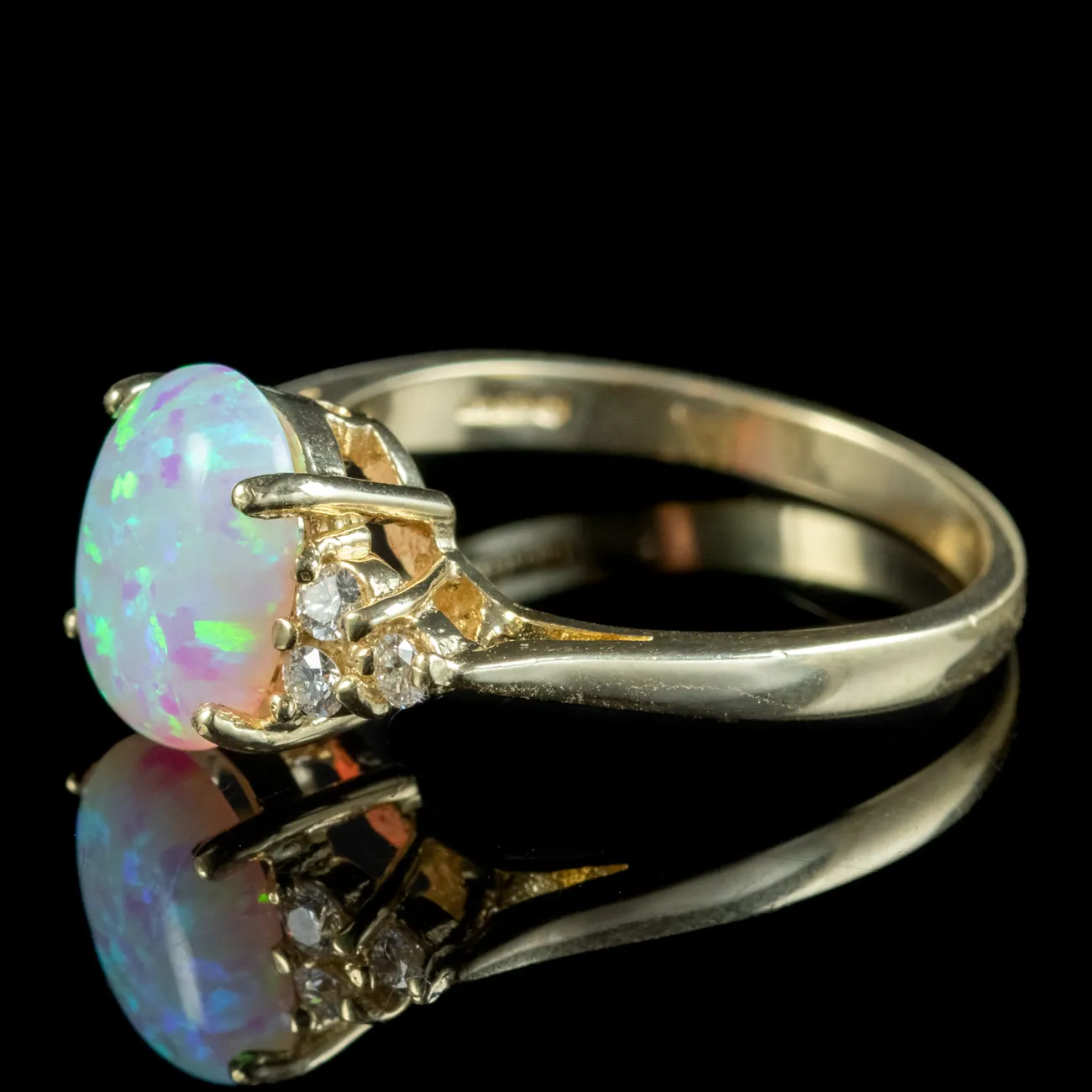 Art Deco Style Opal Diamond Ring 9ct Gold 3ct Opal