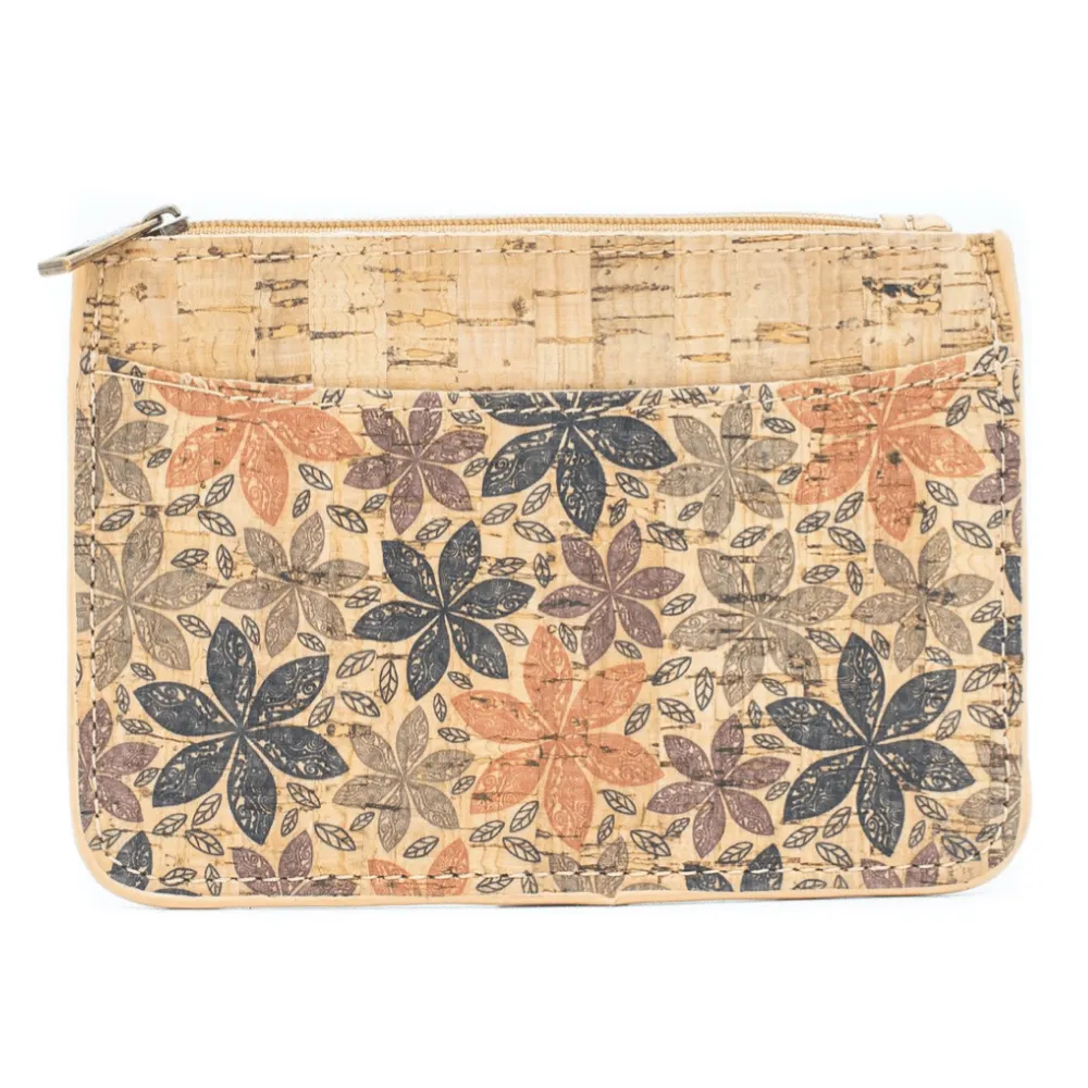 Autumn Floral Cork Skinny Coin Purse