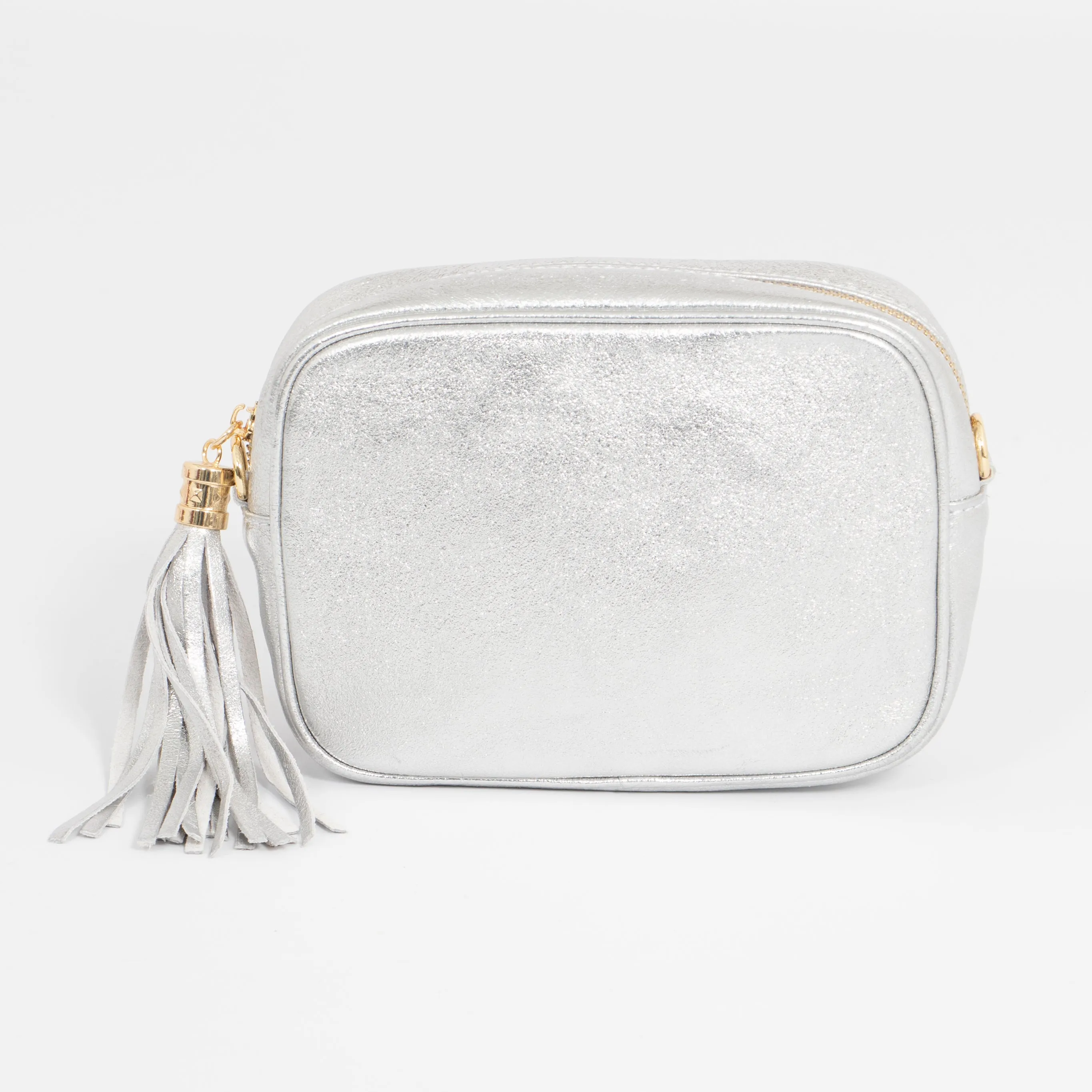 Beau - Italian Leather Crossbody Bag - Silver, Metallic