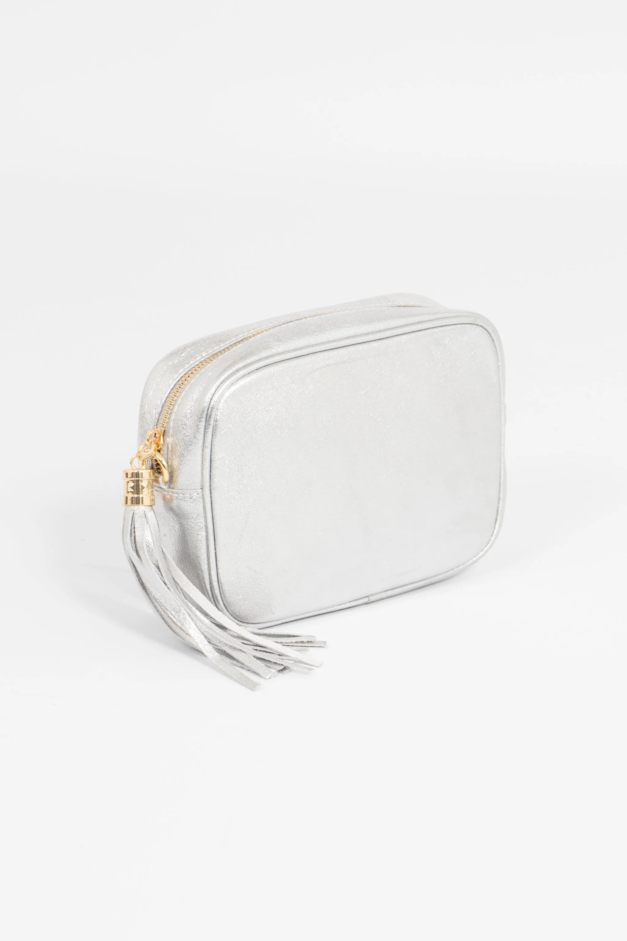 Beau - Italian Leather Crossbody Bag - Silver, Metallic