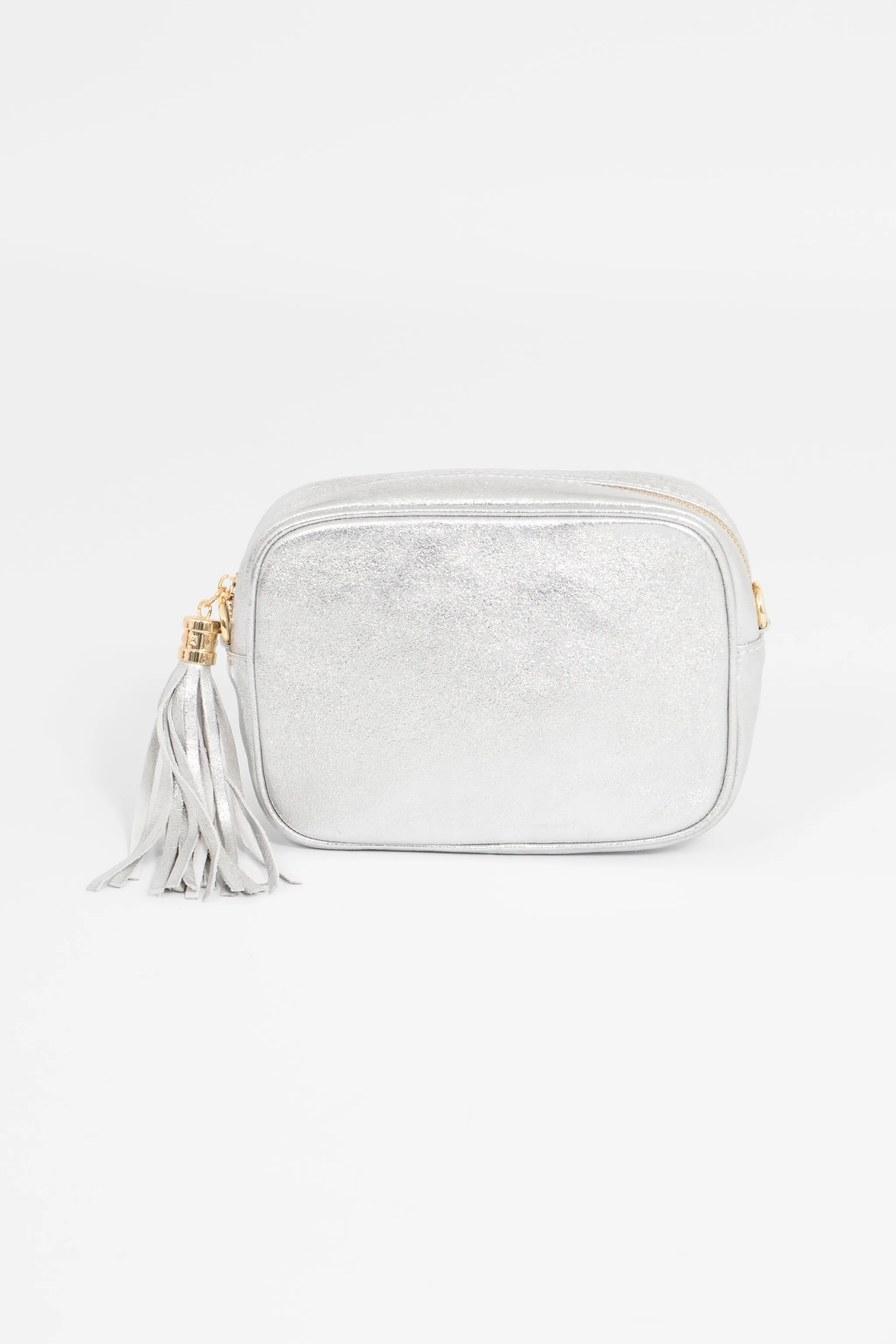 Beau - Italian Leather Crossbody Bag - Silver, Metallic