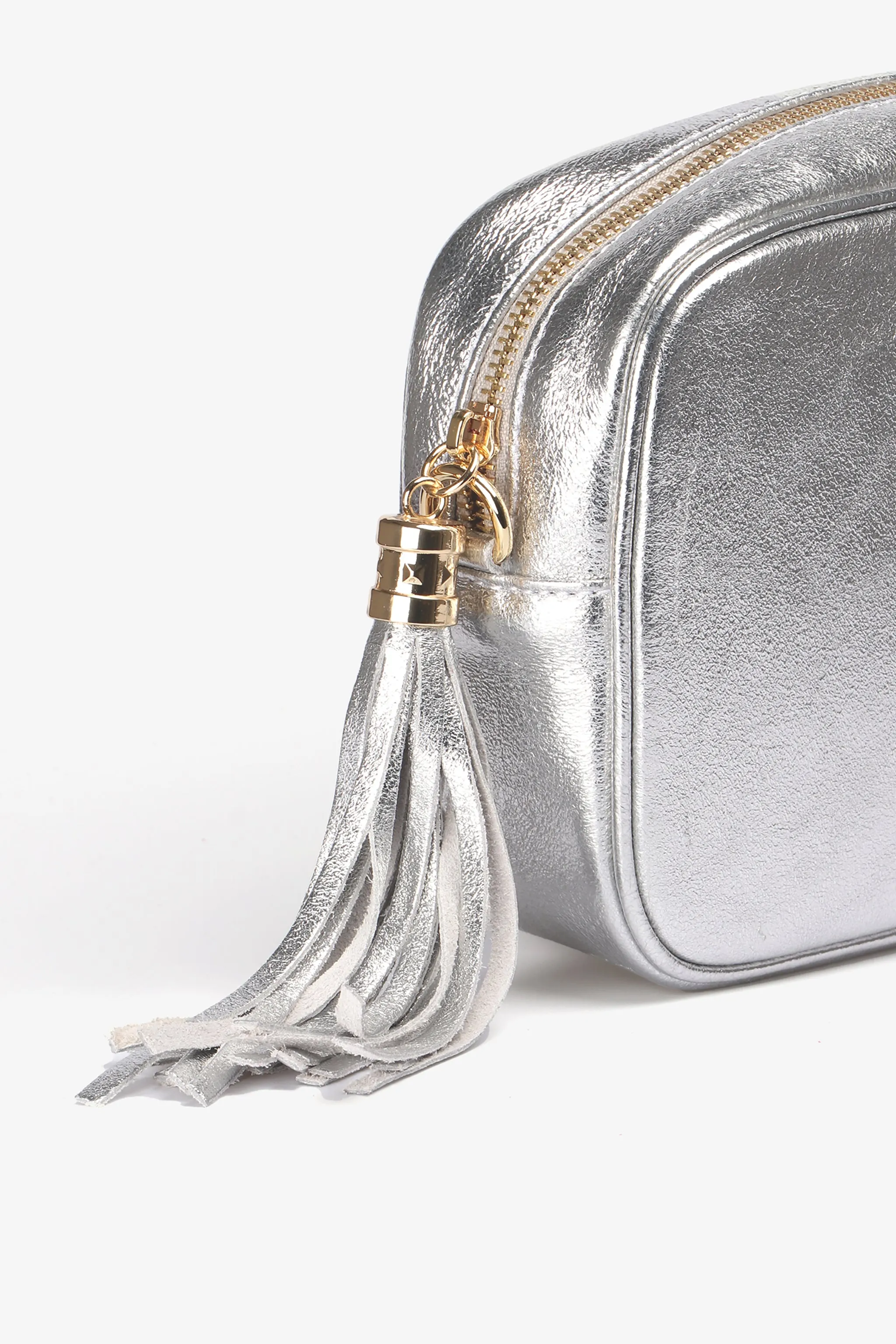 Beau - Italian Leather Crossbody Bag - Silver, Metallic