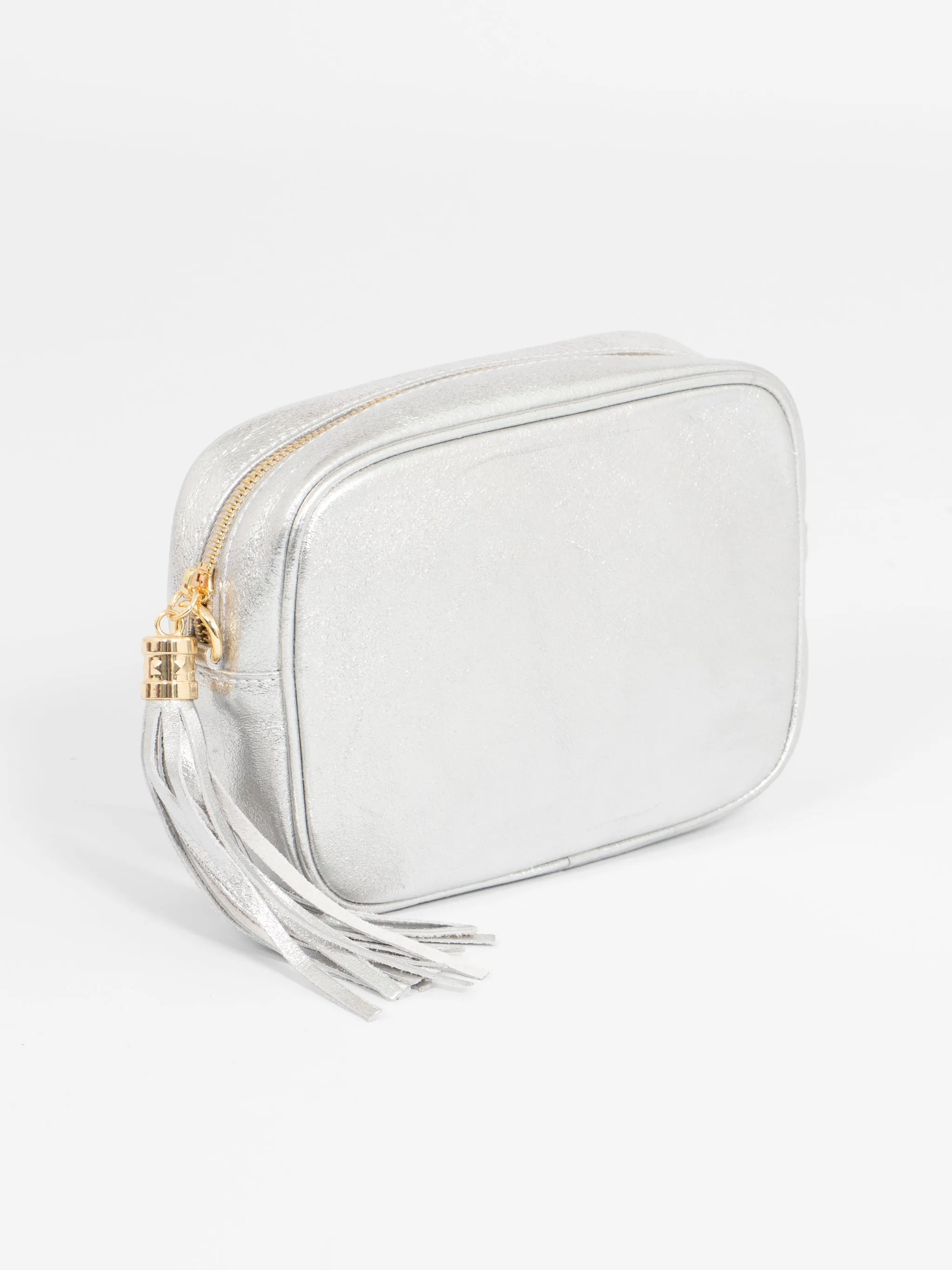 Beau - Italian Leather Crossbody Bag - Silver, Metallic