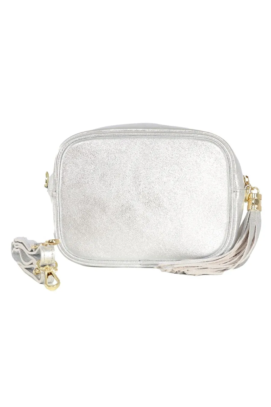 Beau - Italian Leather Crossbody Bag - Silver, Metallic