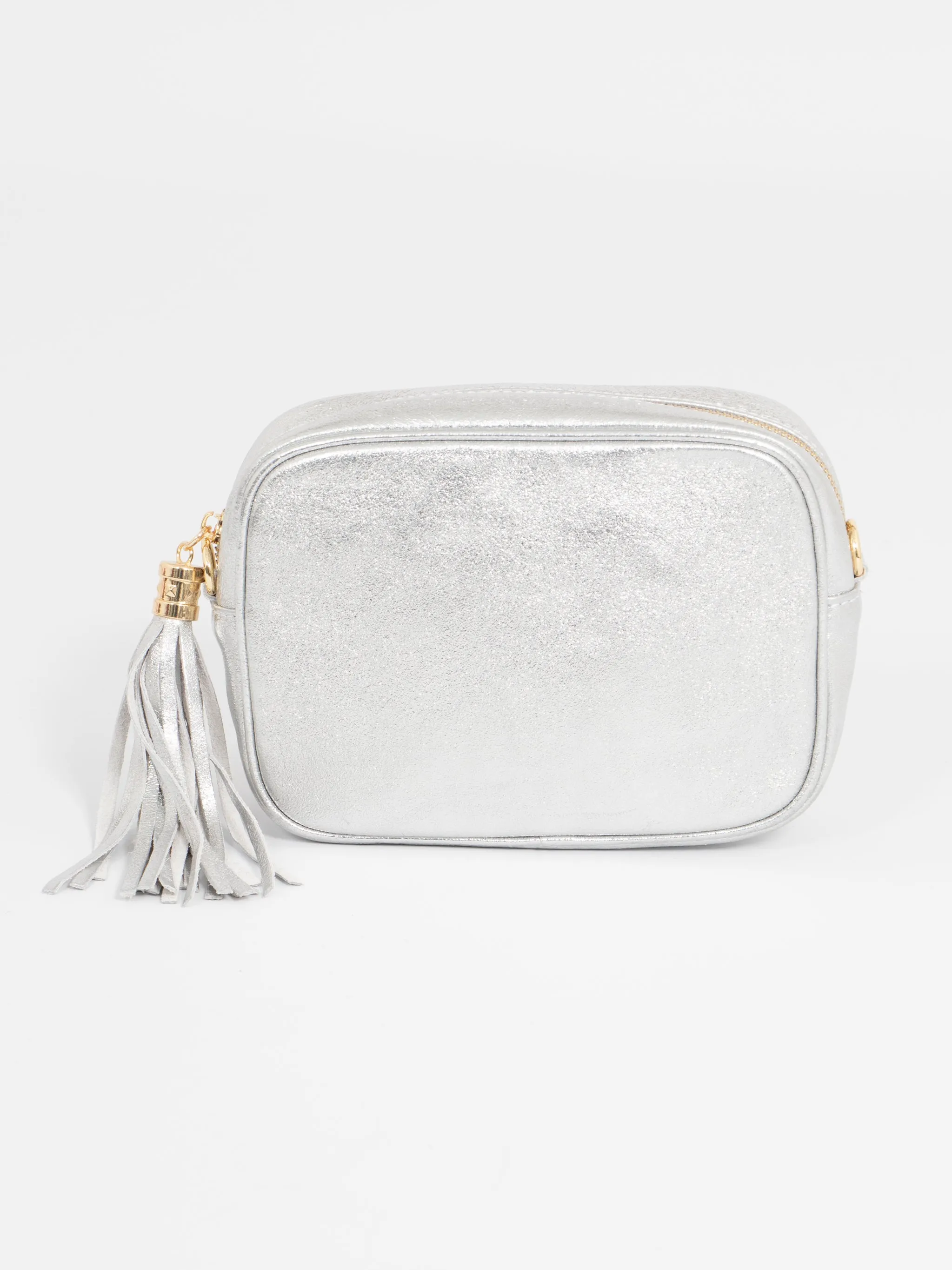 Beau - Italian Leather Crossbody Bag - Silver, Metallic