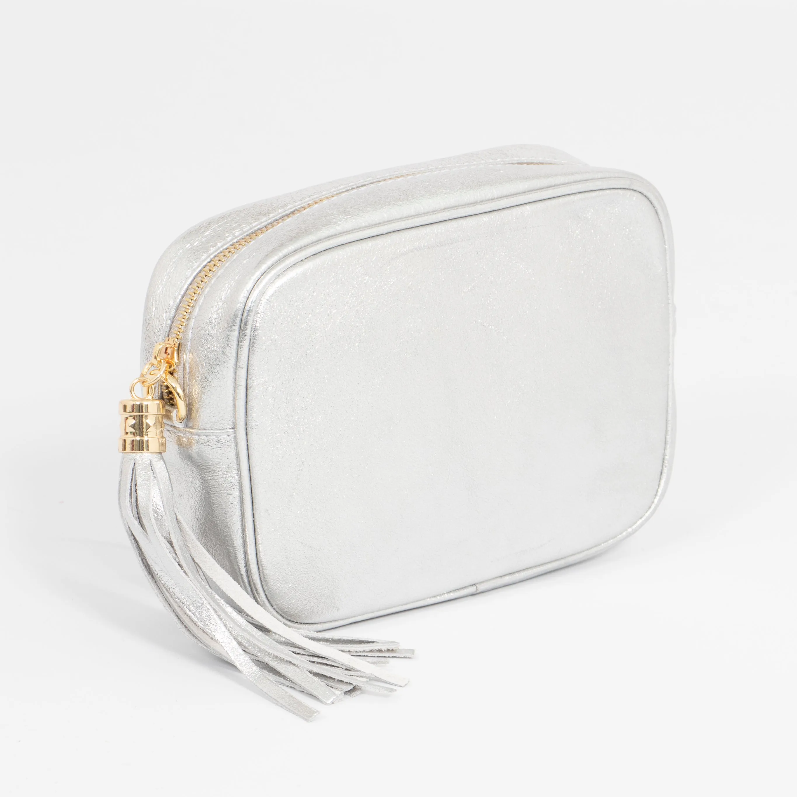 Beau - Italian Leather Crossbody Bag - Silver, Metallic