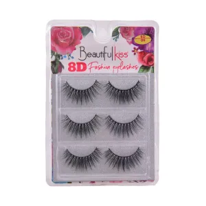 BEAUTIFUL KISS EYELASH 8D 3PAIR IR E-7614