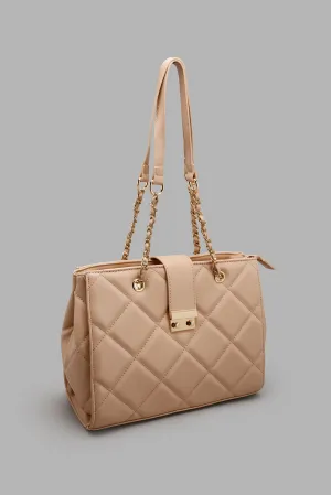 Beige Quilted Day Bag