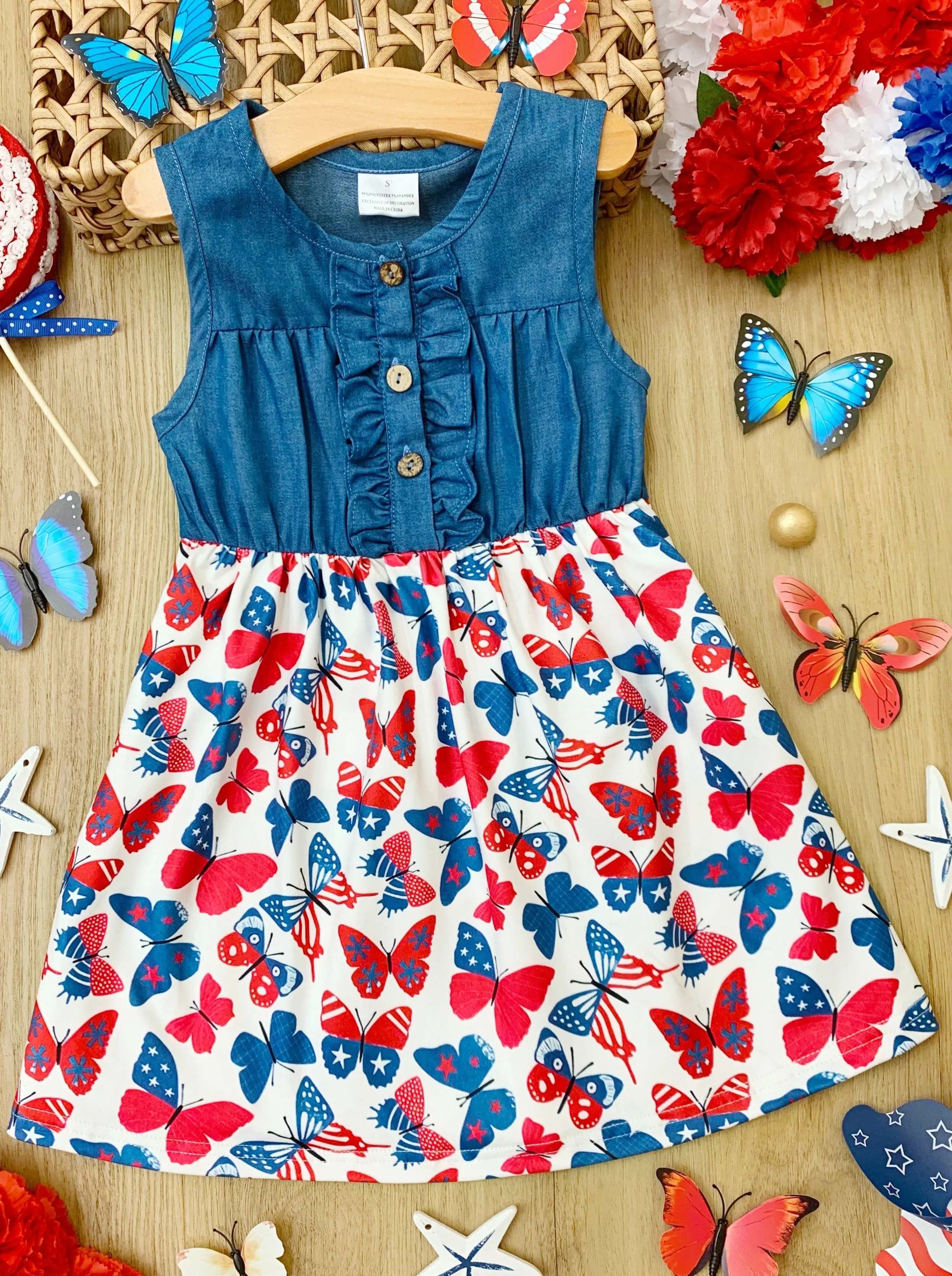 Brave and Beautiful Chambray Butterfly Dress