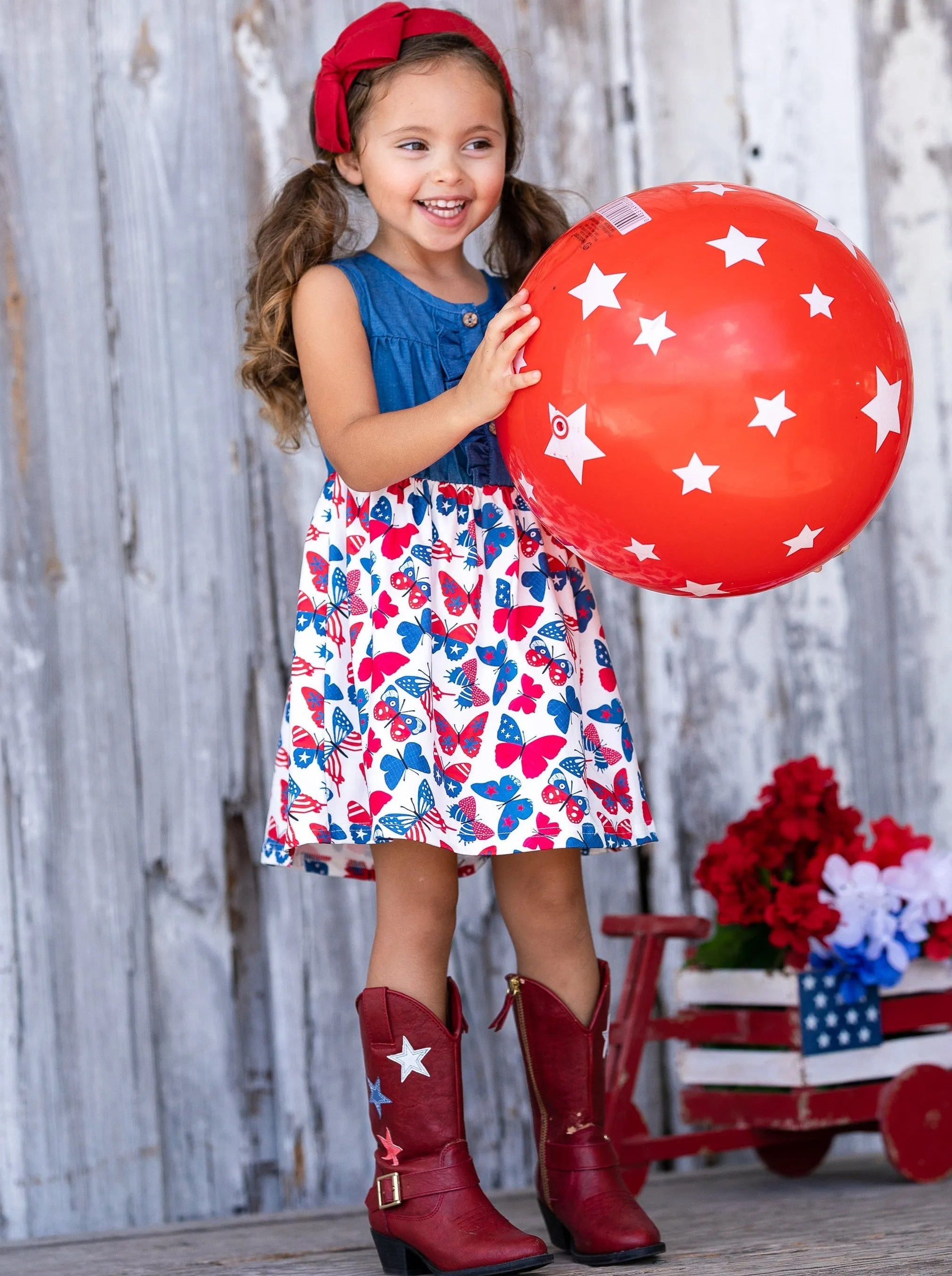 Brave and Beautiful Chambray Butterfly Dress